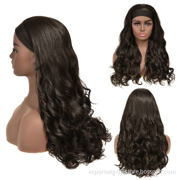 New Fashion Long Dark Women's Wigs Body Water Wave Heat Resistant Synthetic Wigs for Black Women African Headwraps Hair Wig